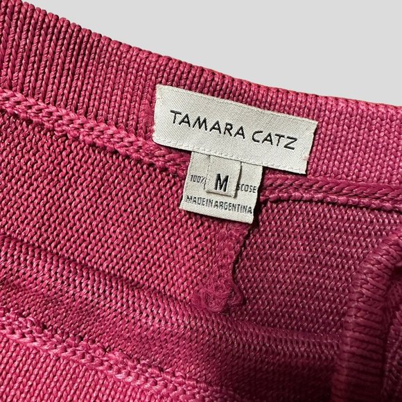 Tamara Catz Trumpet Knit Skirt Medium Burgundy High Rise Knee Length Ruffle Hem - Picture 13 of 15